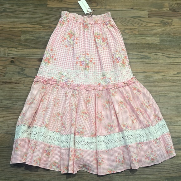 NWT Loveshack Fancy Arla Skirt, Berry Picnic. Size XS. - Picture 6 of 10